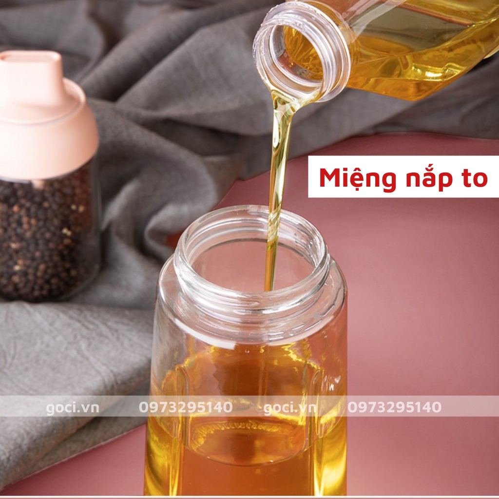 Bình đựng dầu ăn thủy tinh có chia vạch tay cầm dung tích 650ml tiện ích cho nhà bếp xinh