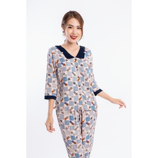 Bộ mặc nhà VT quần dài áo tay lỡ nữ - Chất liệu lanh mềm mại, thấm hút, mặc thoải mái B09.2019