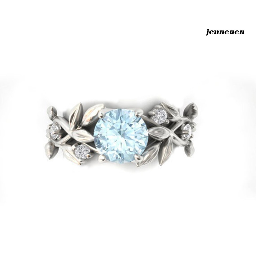 Nhẫn Hợp Kim Hình Lá Đính Đá Lấp Lánh Cho Nữ