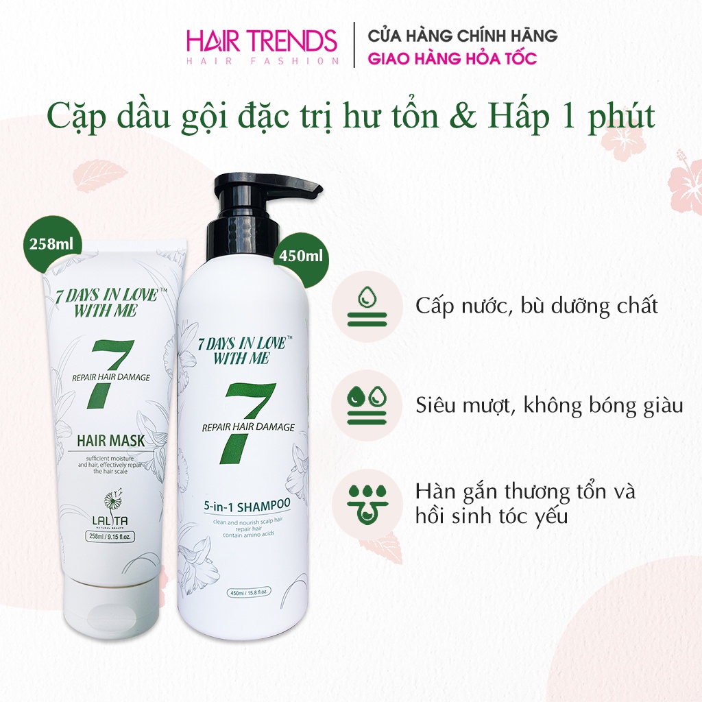 Cặp dầu gội + hấp phục hồi hư tổn siêu mượt LALITA chính hãng