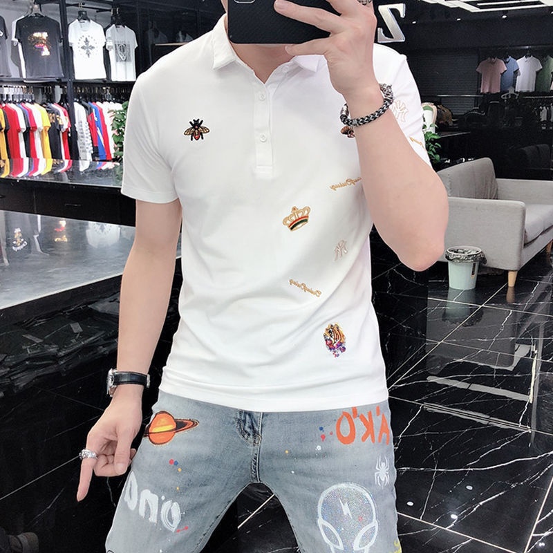 Áo polo Nam Tay Ngắn Có Cổ Họa Tiết Thêu Thời Trang