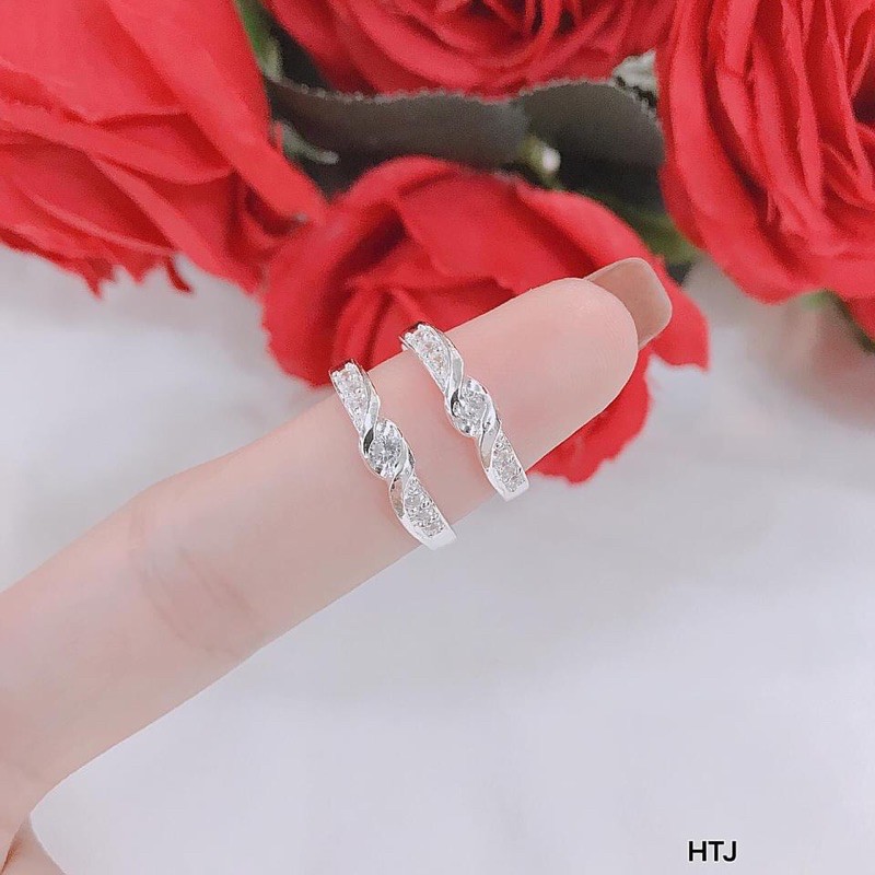 NHẪN ĐÔI - NHẪN CƯỚI BẠC TA MẶT ĐÁ XOẮN, NHẪN CẶP BIBI SILVER