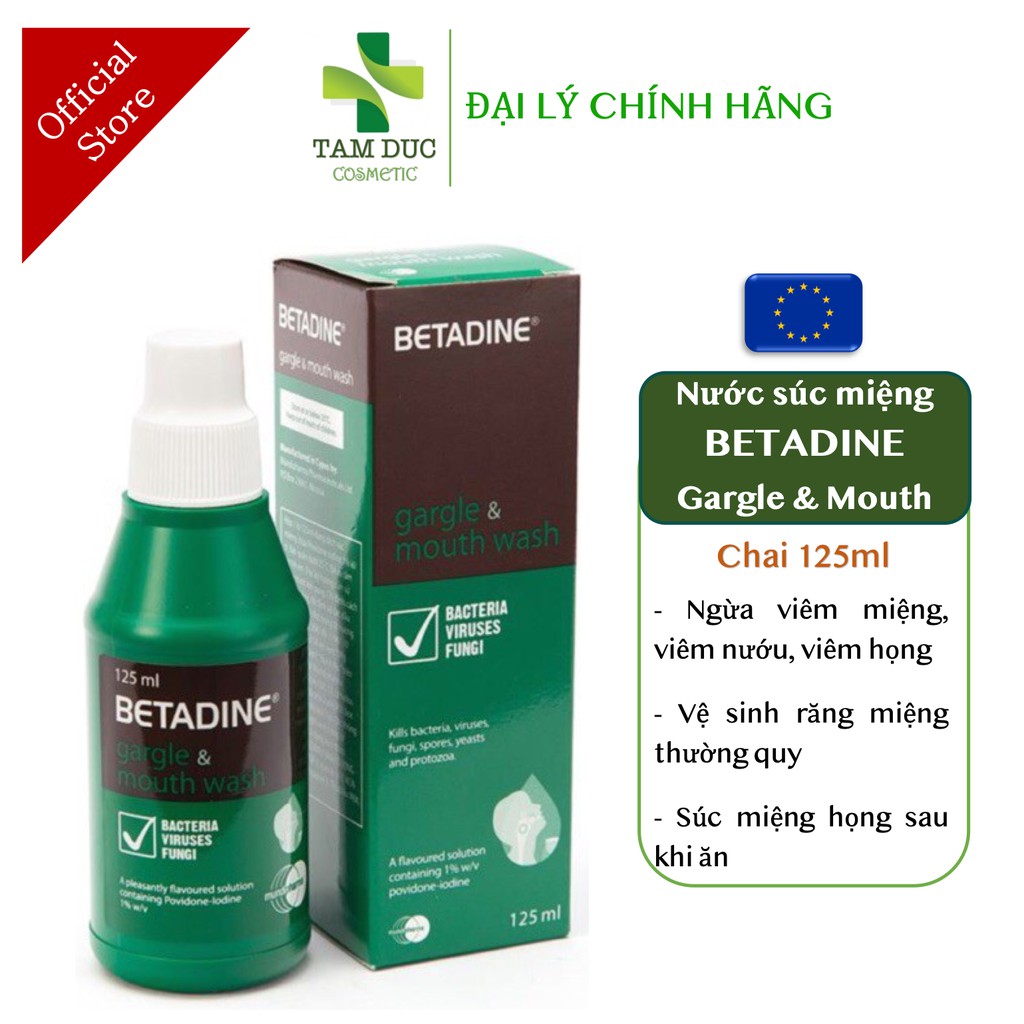 BETADINE Gargle & Mouth Wash 125ml Nước súc họng vệ sinh khoang miệng [betadin]