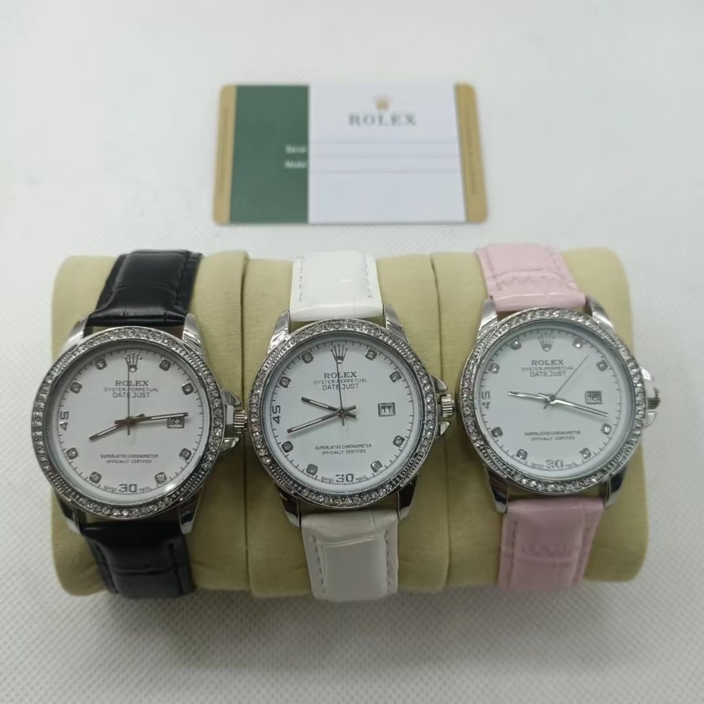 Rolex Đồng Hồ Đeo Tay Thạch Anh Tròn Bằng Thép Silica gel Chống Nước Cổ Điển Sang Trọng Cá Tính Cho Cặp Đôi Xu Hướng Thời Thượng