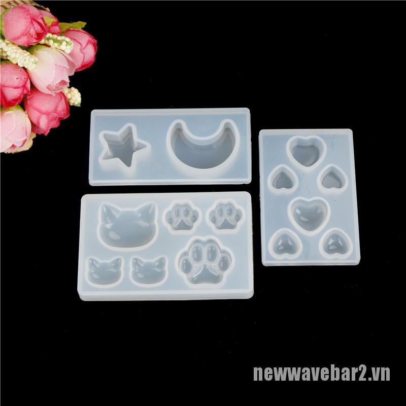 Khuôn Silicone Làm Bánh Hình Mèo / Trái Tim / Ngôi Sao / Mặt Trăng / Mèo Diy
