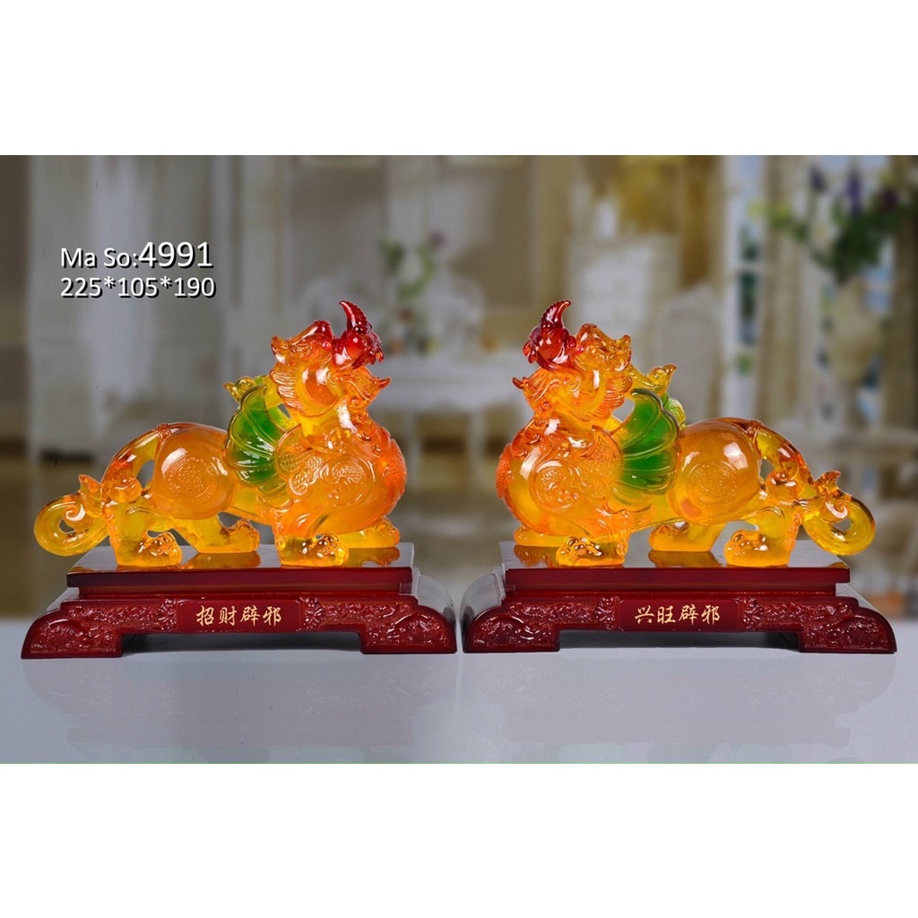 Cặp Tỳ Hưu Phong Thuỷ Đế Gỗ - Tỳ Hưu Chiêu Tài Kích Lộc