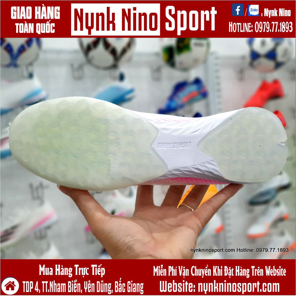 Giày Bóng Đá Adidas X Ghosted.1 Trắng Vạch Hồng TF