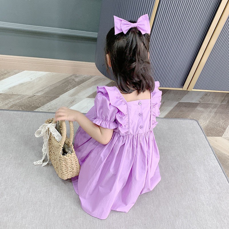 Baby girl dress summer dress new girl Korean bubble sleeve princess skirt little girl super foreign style skirt 1-12Y