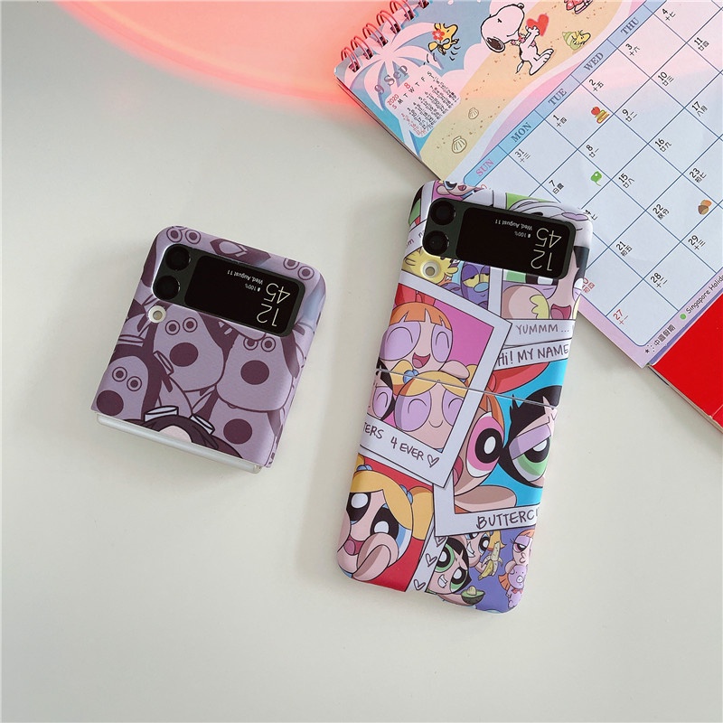 Ốp Điện Thoại Cứng Chống Sốc Họa Tiết Hoạt Hình Powerpuff Bear Cho Samsung Galaxy Z Flip 3 Flip 4