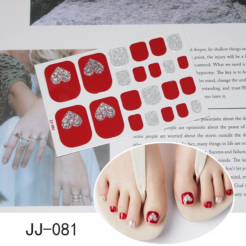 Set 22 miếng dán trang trí móng chân 3D thời trang JJ081-100