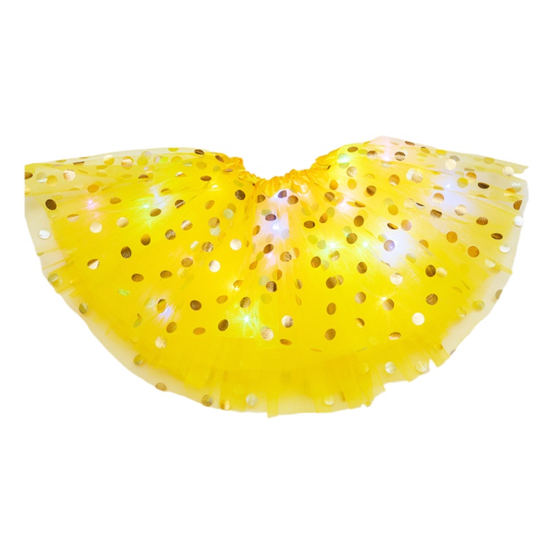 Chân Váy Xòe Tutu Phối Lưới Co Giãn Có Đèn LED Cho Bé Gái