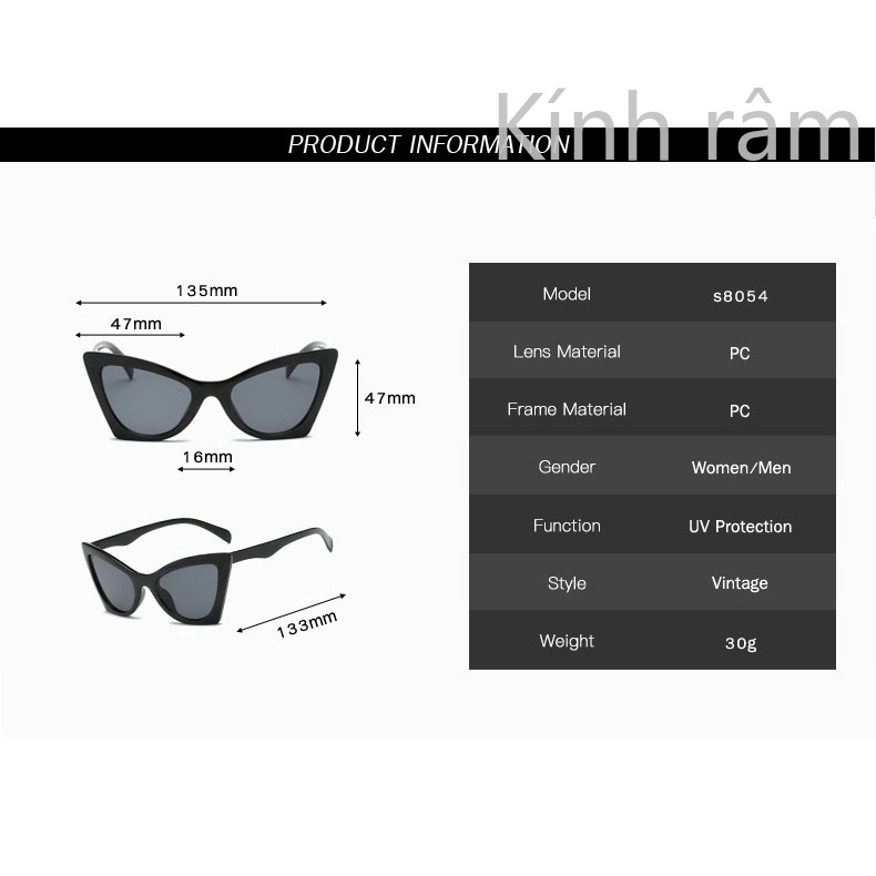 Kính mát mắt mèo phong cách cổ điển sang trọng dành cho cả nam và nữ