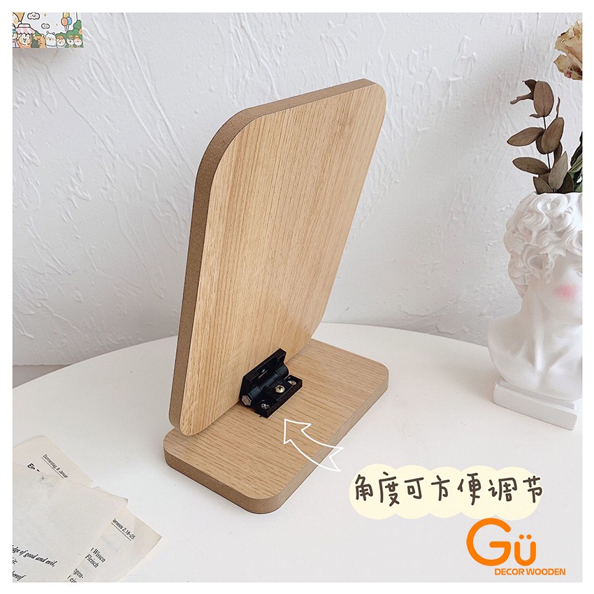 Gương trang điểm để bàn Gu Decor Wooden MAKEUP Gương gỗ nhỏ decor trang trí phòng ngủ