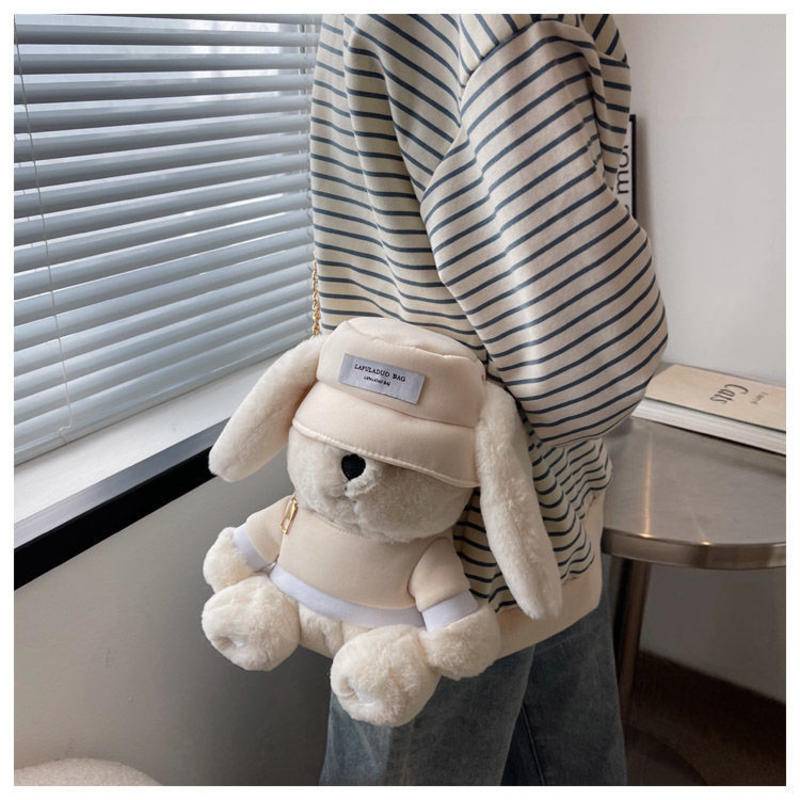 Túi Đeo Chéo Phủ Lông Hình Thỏ Dễ Thương Thời Trang Cho Nữ