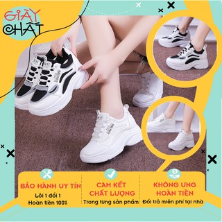Giày thể thao nữ độn đế màu trắng, Giày sneaker nữ đế cao phong cách Hàn Quốc