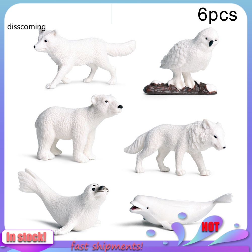 Bộ 6 mô hình chim cánh cụt/ chó sói/ cá heo/ chó sói độc đáo