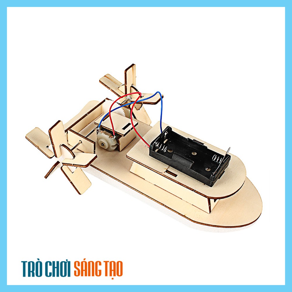 Bộ đồ chơi khoa học tự làm tàu thuỷ chạy dưới nước bằng gỗ – DIY Wood Steam