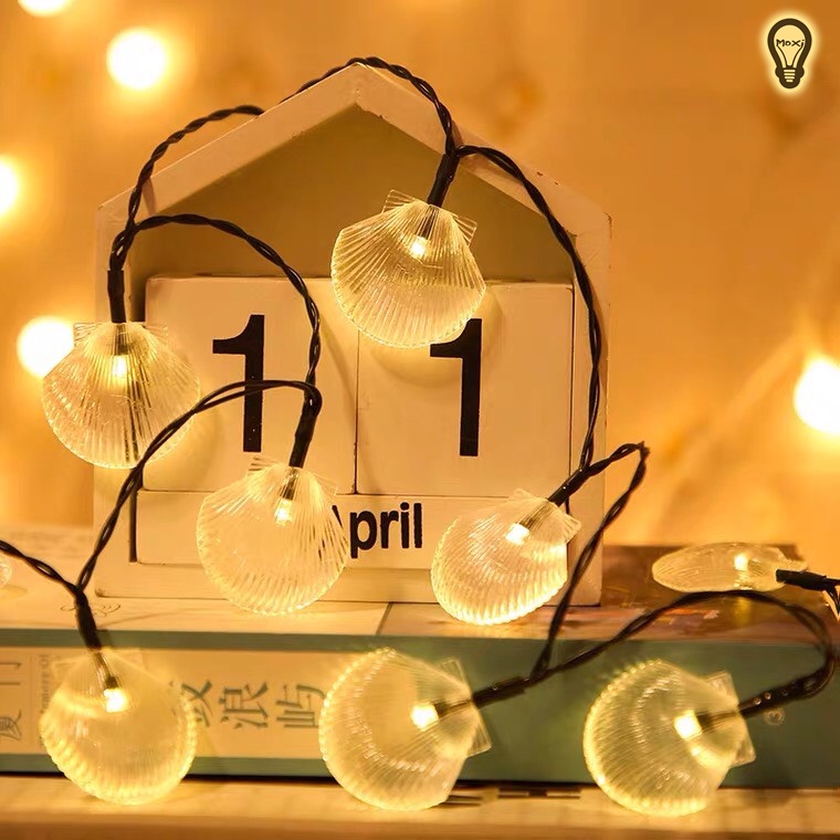 Đèn LED vỏ sò năng lượng mặt trời làm đèn decor, trang trí sân vườn ,ban công,ngoài trời không thấm nước MOXI.