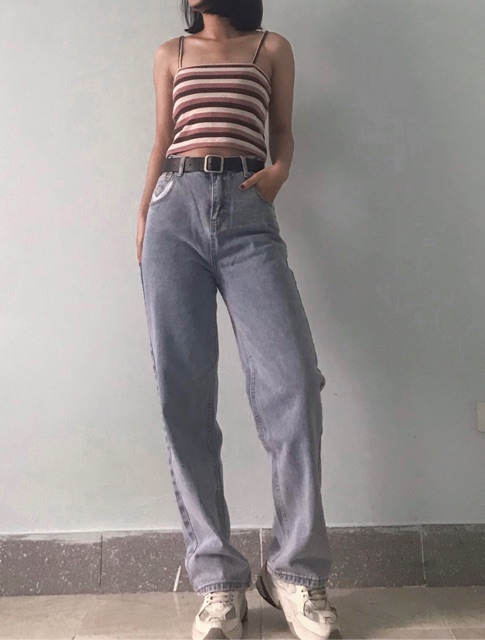 Hàng có sẵn_ Quần jeans ống dài rộng cá tính ( kèm ảnh thật) | BigBuy360 - bigbuy360.vn