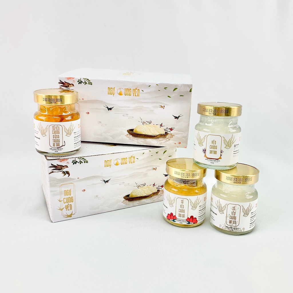 Yến Sào Ngự Cung Set 6 hũ Tổ Yến Chưng Saffron 70ml- quà tặng,quà biếu tết