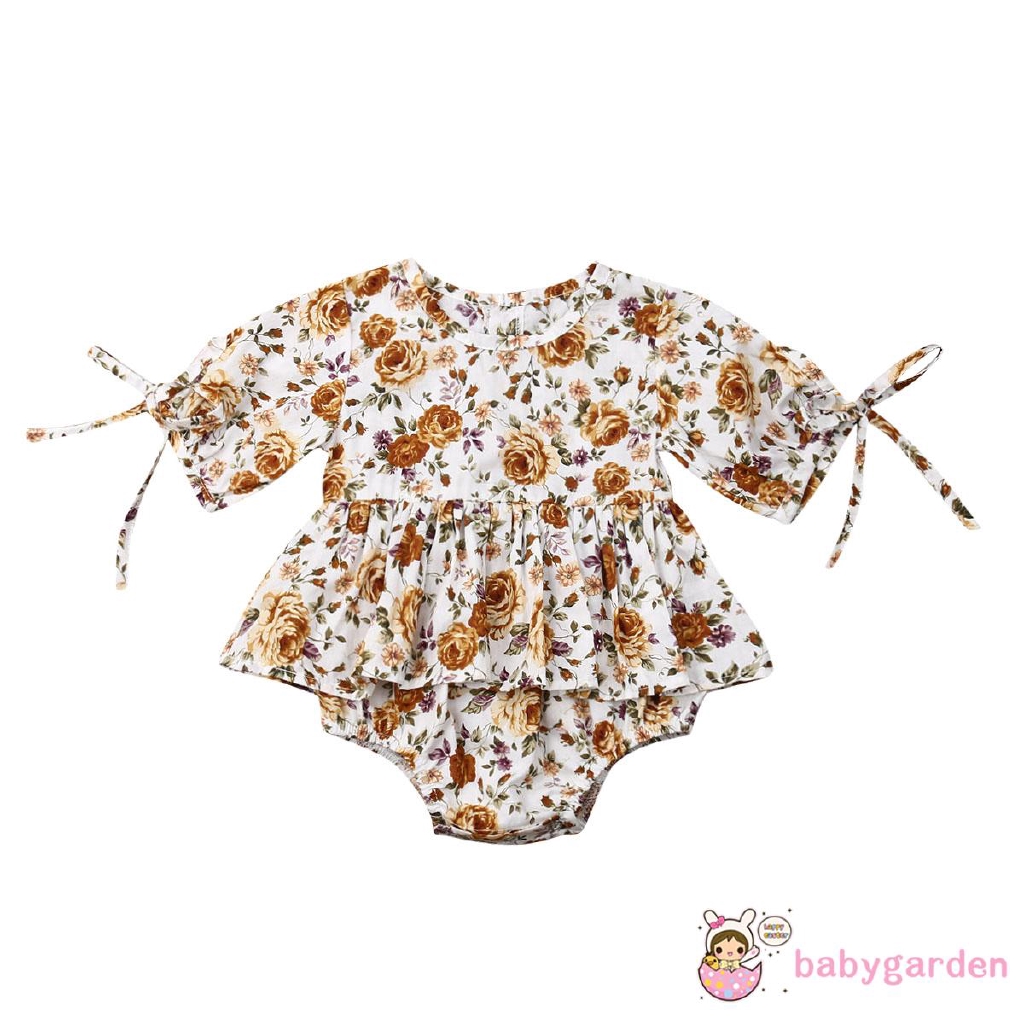 Set đồ liền thân họa tiết hoa dễ thương cho bé gái