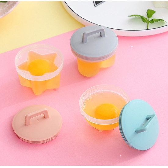 Khuân hấp trứng, làm bánh cho bé (Bọ gồm 4 khuân nhựa kèm chổi quét silicon)