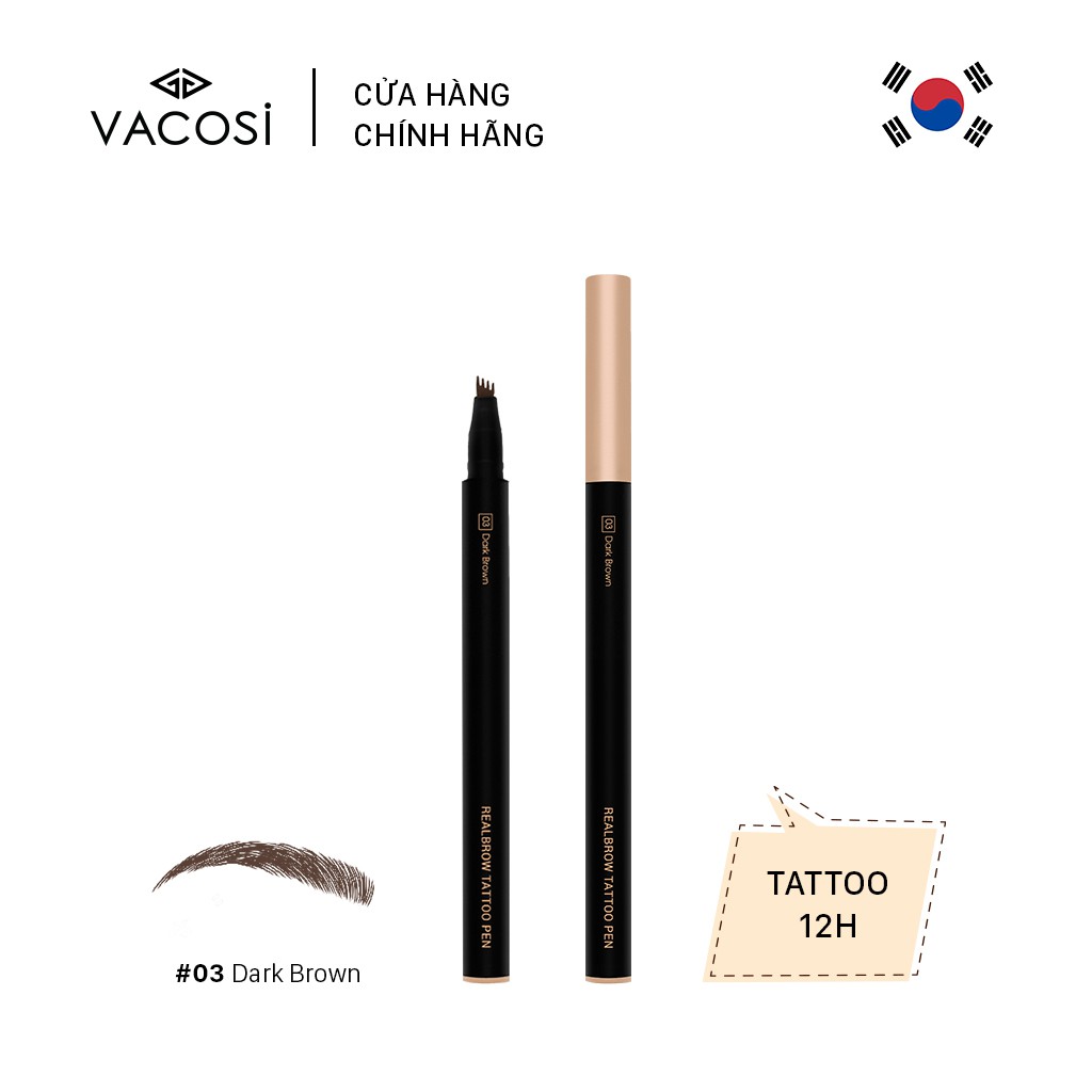 BÚT KẺ MÀY TATTOO VACOSI - 03 Dark Brown | BigBuy360 - bigbuy360.vn