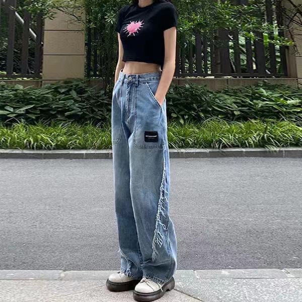 Quần Jeans Nữ Cạp Cao Ống Rộng Thời Trang Mùa Hè Mới