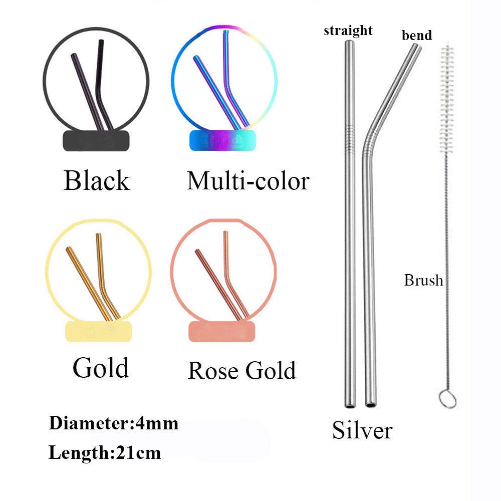 Ống hút thẳng/ cong bằng thép không gỉ tái sử dụng