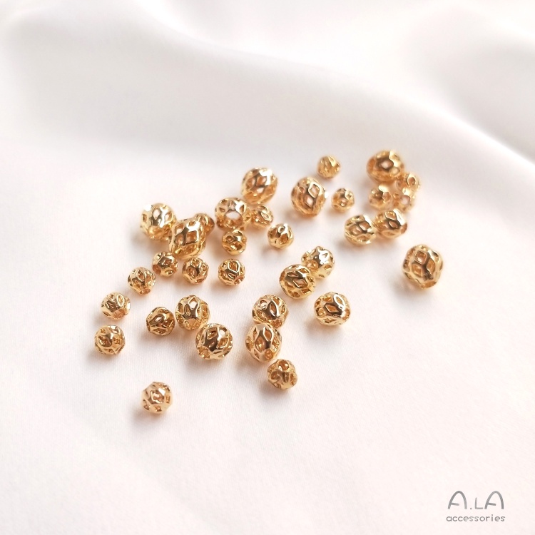 Bộ 10 hạt vuông rỗng 14K tự làm trang sức