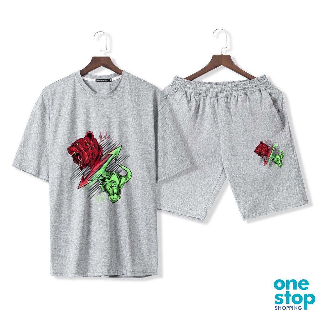Sét đồ thời trang unisex one shop mặc nhà B03 nam nữ áo form rộng tay lỡ