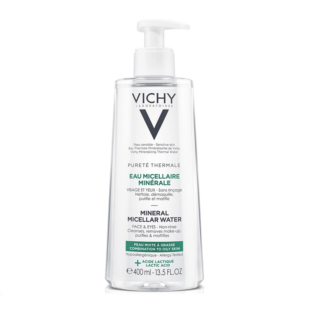 Nước Tẩy Trang Vichy Pureté Thermale Mineral Micellar Giàu Khoáng Chất Cho Da Dầu &amp; Da Hỗn Hợp 400ml