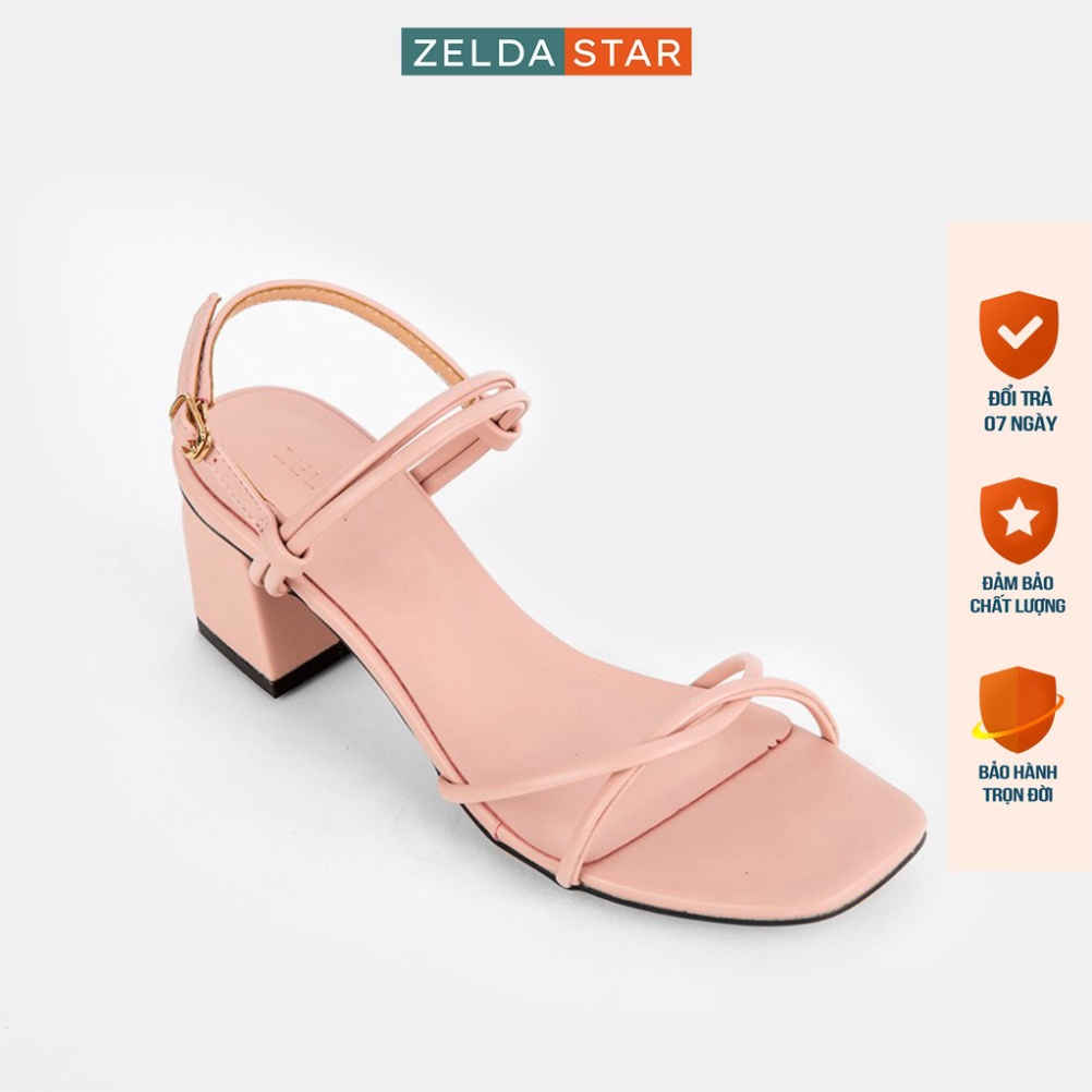 Giày Sandal Zelda Star cao gót vuông 5cm quai ngang mảnh - SN009820