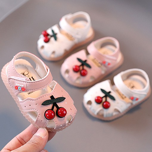 sandal bé gái size 15-25 quả cherry da mềm