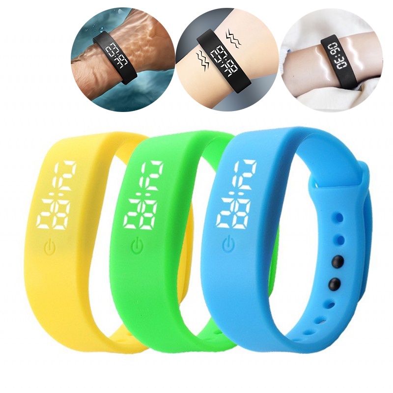 1Pcs Simple Solid Color Date Sports Bracelet Digital LED Wrist Watch Silicon Strap Watch for Women Men