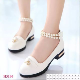 Giày búp bê cao gót ngọc trai