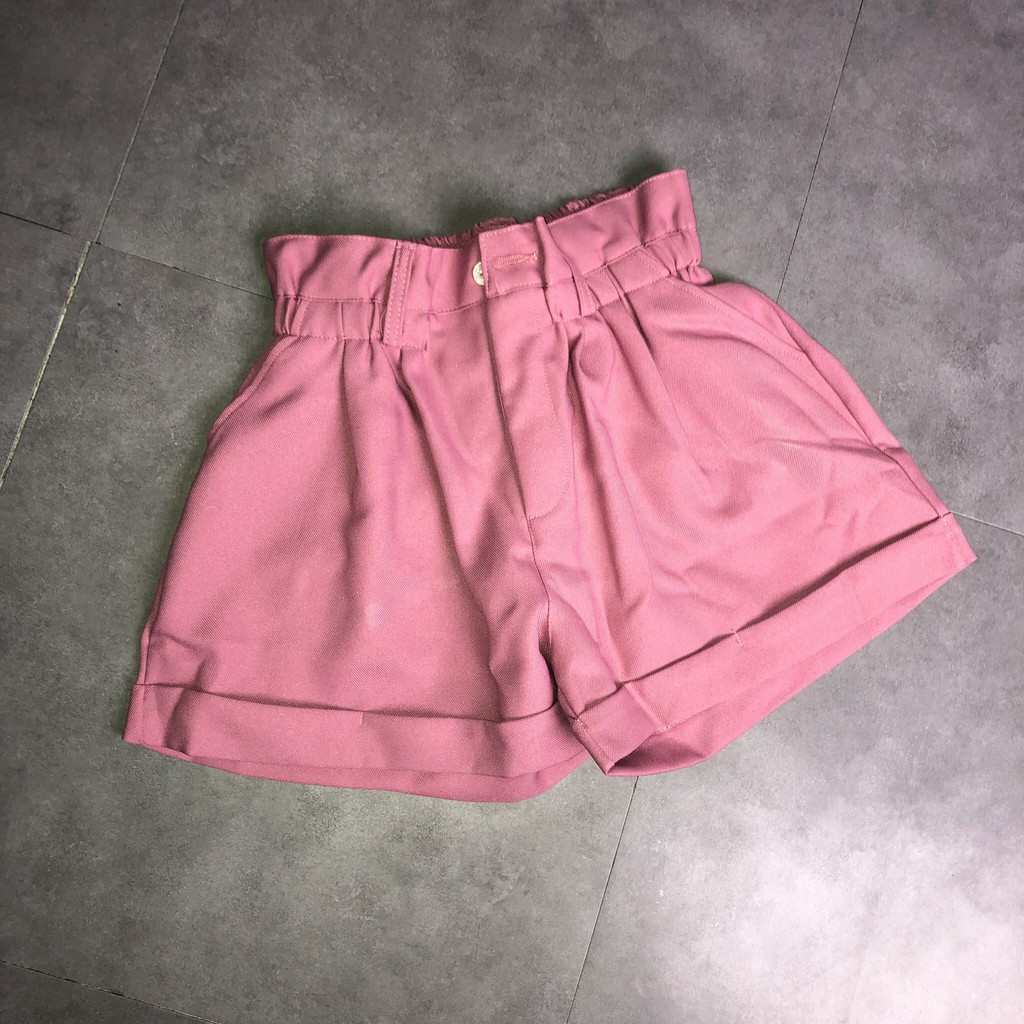 Quần Short Nữ ống rộng lưng cao kéo khóa 2 màu basic full size