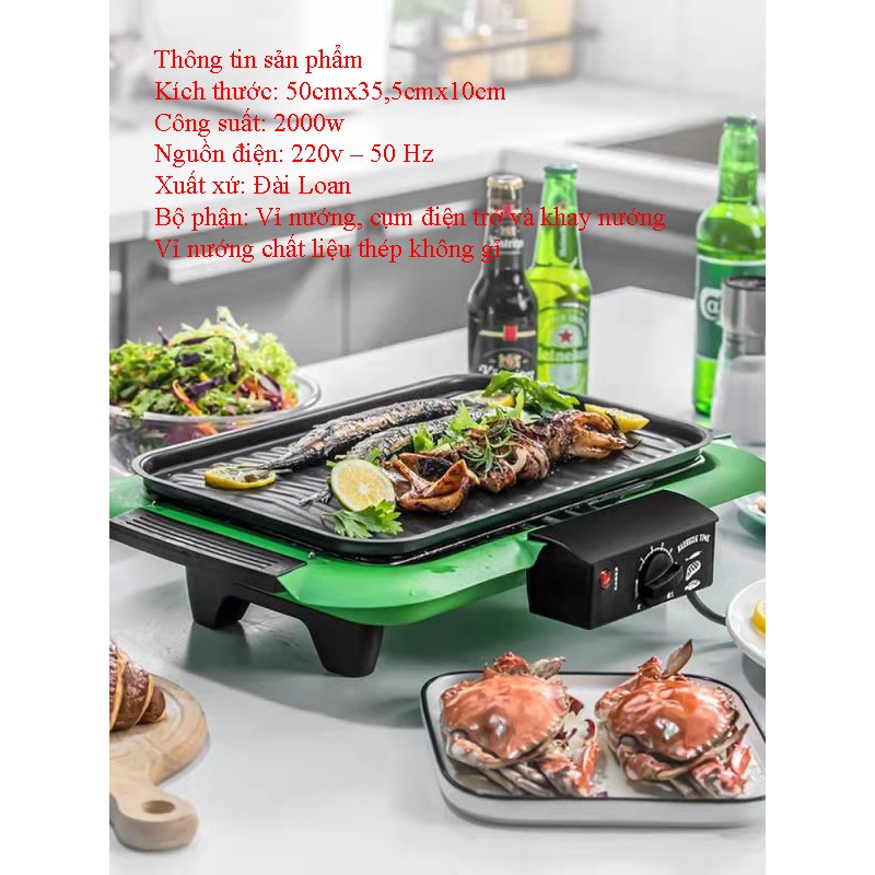 [Free ship] Bếp nướng điện không khói BBQ 2000W - Hàng cao cấp , thích hợp cho gia đình, tiện lợi !