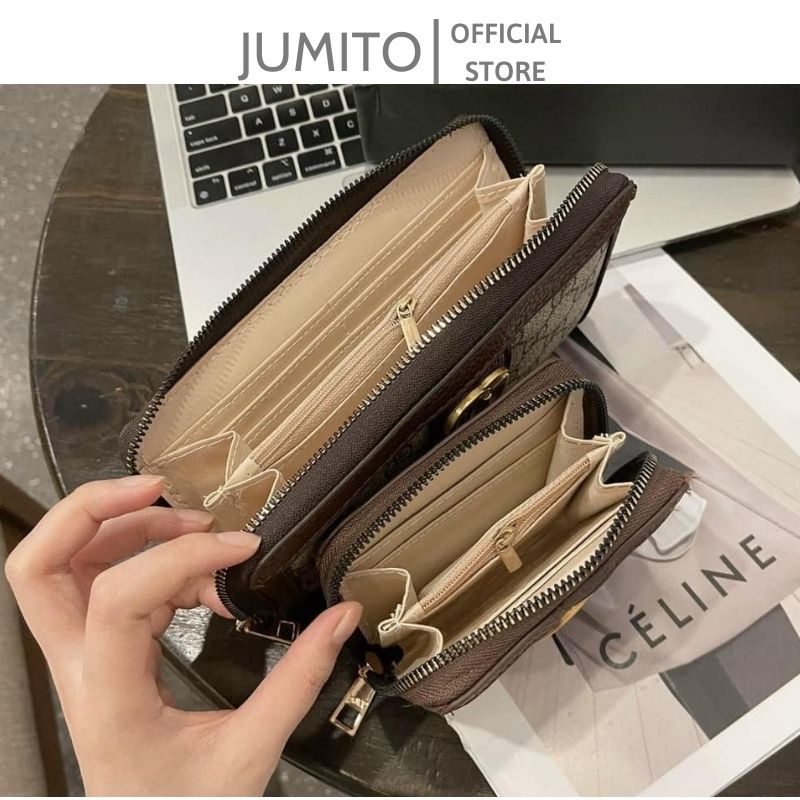 Ví nam nữ guci dáng ngang fullbox 2 size cầm tay cao cấp JUMITO T1.034.NGAN