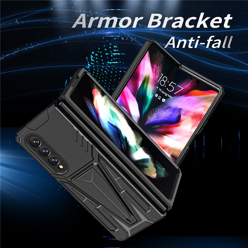 Ốp điện thoại dạng giáp chống rơi có giá đỡ nam châm hình chữ V cho Samsung Galaxy Z Fold 3 / Z Flip 3
