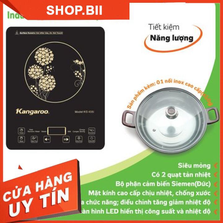 Bếp Từ Đơn Kangaroo KG-408i Cao Cấp Nhập Khẩu Chính Hãng Kính Cường Lực Siêu Bền Sang Trọng Giá Cả Hợp Lý Tặng Kèm Nồi.