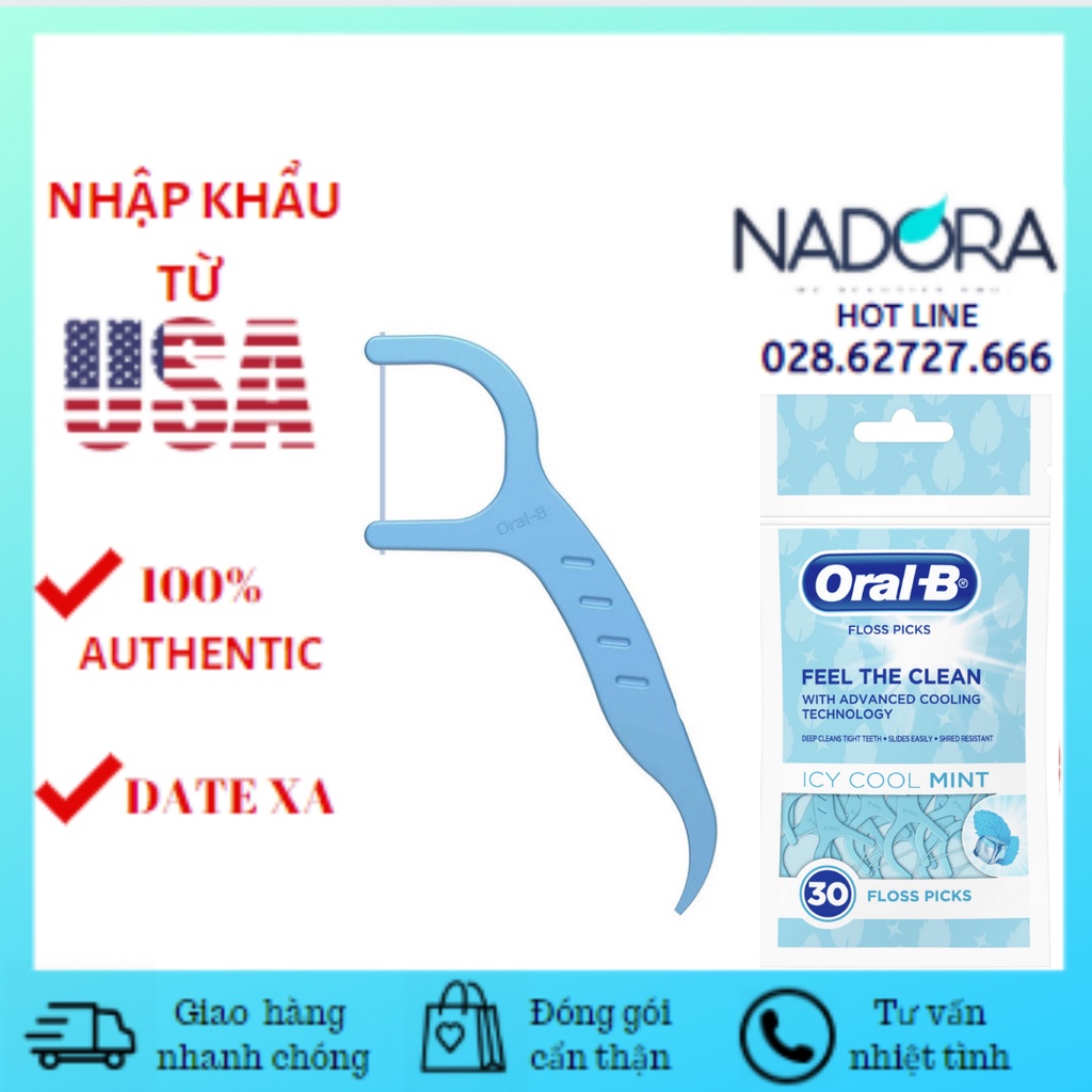 Túi Tăm Chỉ Nha Khoa Oral-B Complete Icy Cool Mint Teeth Flossing Picks 30