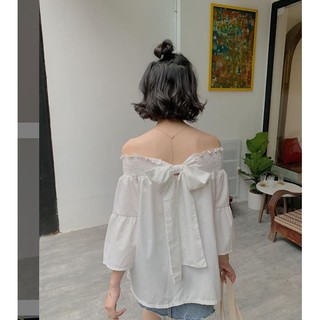 Trễ vai bo chun lưng thắt nơ tk TKA170