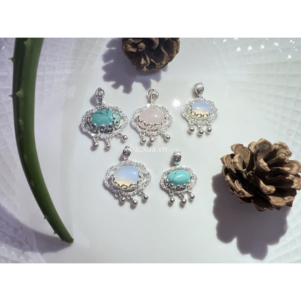 MẶT DÂY CHUYỀN KHÁNH HOA HỒNG BẠC NGUYÊN CHẤT S990