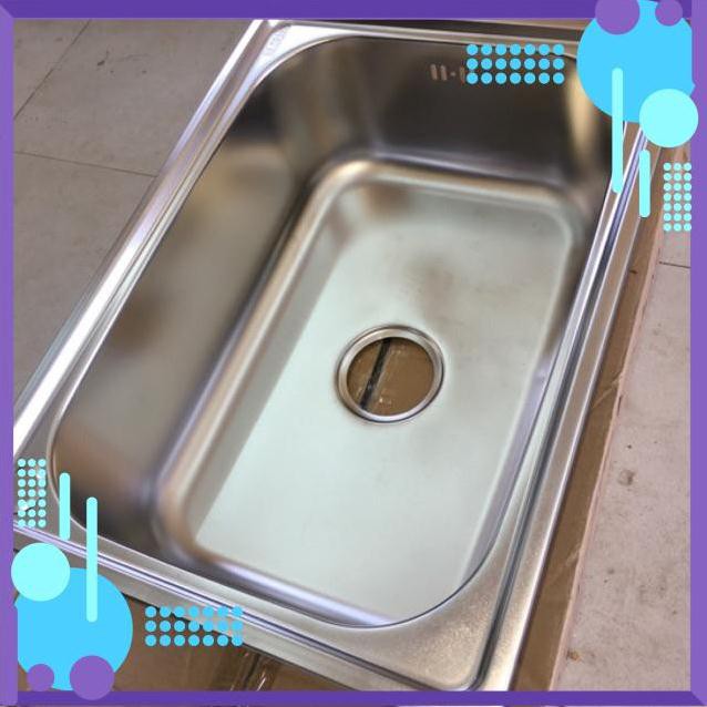 Chậu Rửa Chén 1 Hộc SIZE Lớn Kèm Bộ Xả KÍCH THƯỚC 60X45CM