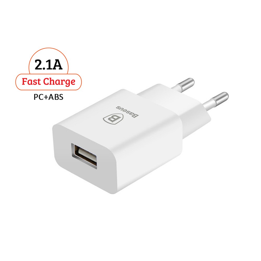 Củ sạc Baseus Letour Dual U Charger (EU) hỗ trợ sạc nhanh 2.1A  cổng USB cho Smart phone - Table
