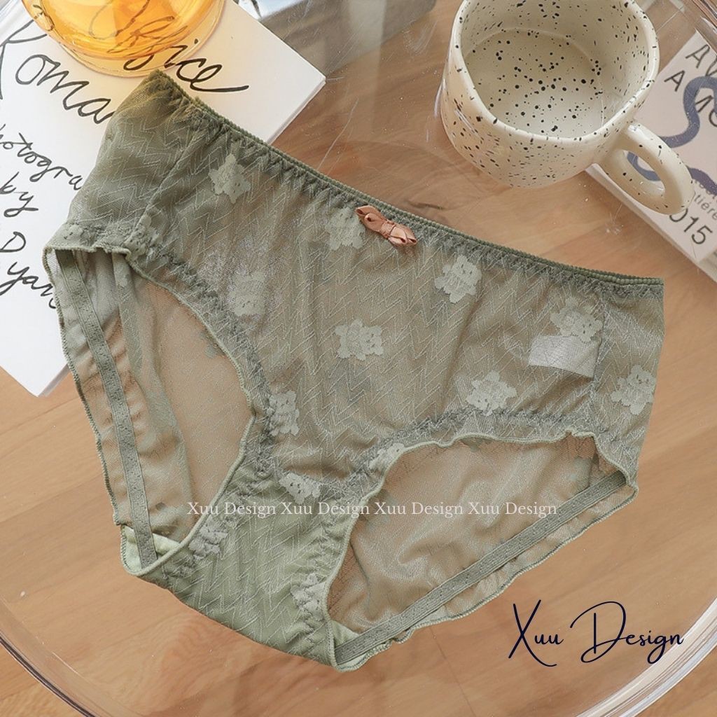 Quần lót ren sexy xuyên thấu đính nơ họa tiết gấu bear sexy gợi cảm - Wexuu Design QC51