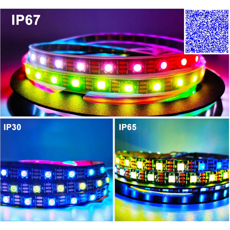 LED DÁN FULL MÀU ARGB NEOPIXEL WS2812B 5V 74LED/MÉT CUỘN 1 MÉT