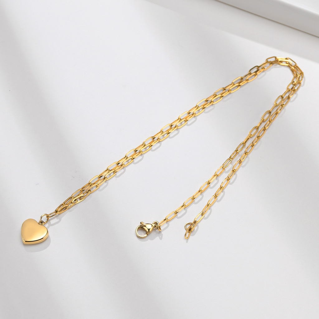 Vòng cổ mặt hình trái tim đính đá màu vàng trơn thiết kế tối giản