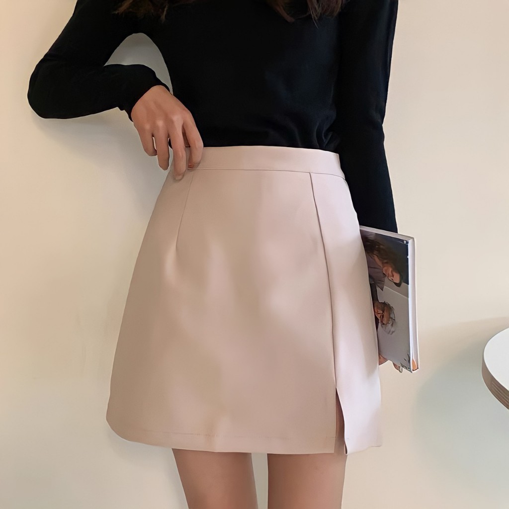 Chân Váy Chữ A Chân Váy Công Sở Lưng Cao Xẻ Tà ( Kèm Quần Trong ) Màu Trơn Dễ Phối Đồ Trẻ Trung Thanh Lịch.